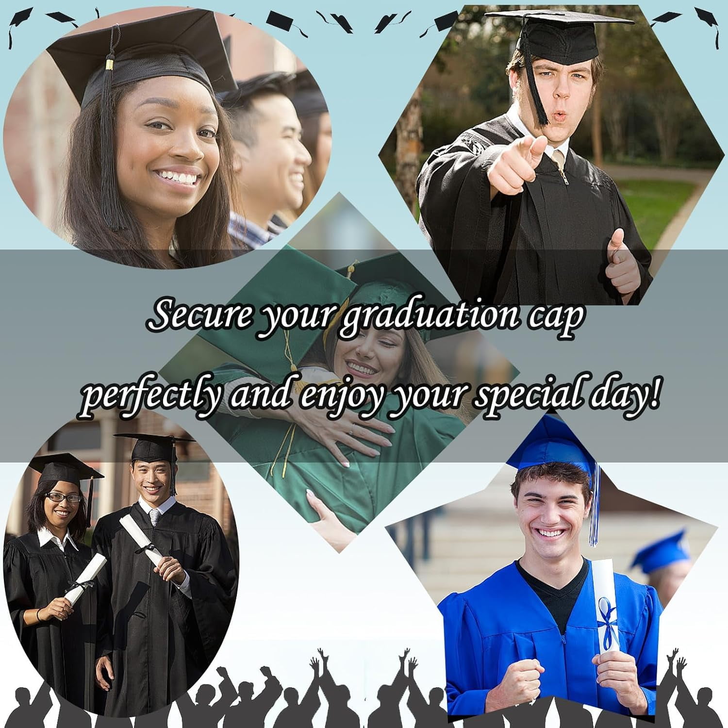 Graduation Cap Headband, Secure Grad Cap Upgrade Insert Hairband, Protect Hairstyle Hat Accessories for Graduates Gift, Class of 2026(Black 1pcs)