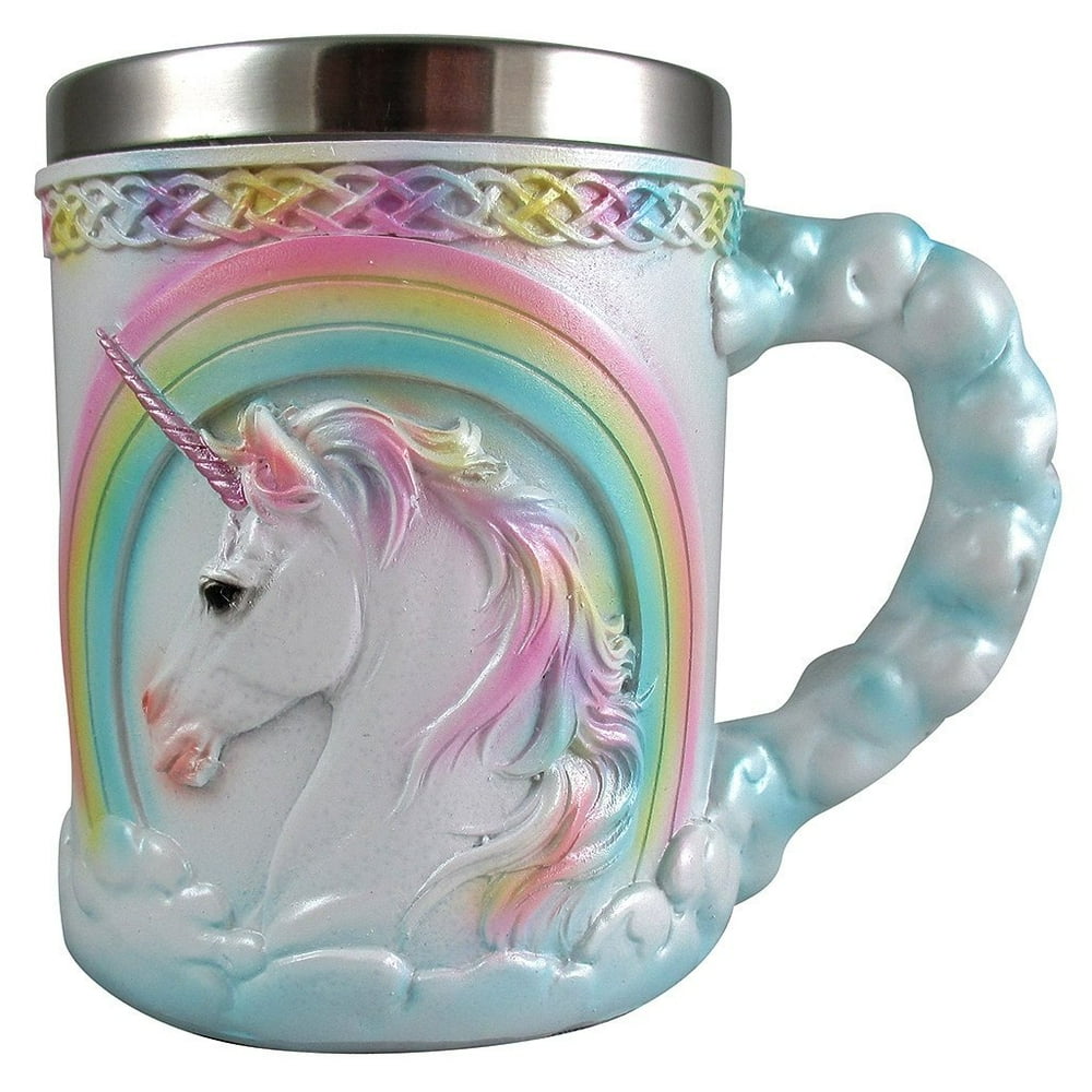 Rainbow Unicorn Coffee Mug, Magical Stainless Steel Fantasy Drinking