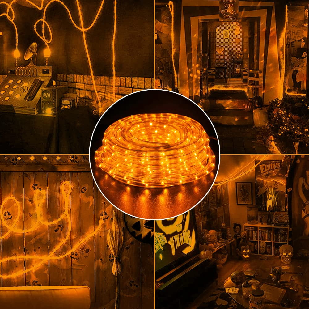 West Ivory 216LEDs, 20ft LED Outside Rope Lights, Waterproof Permanent Outdoor ETL Certified Connectable Clear Tube, Christmas Palm Tree Holiday Decorative Landscape Patio Accent Lighting - Orange
