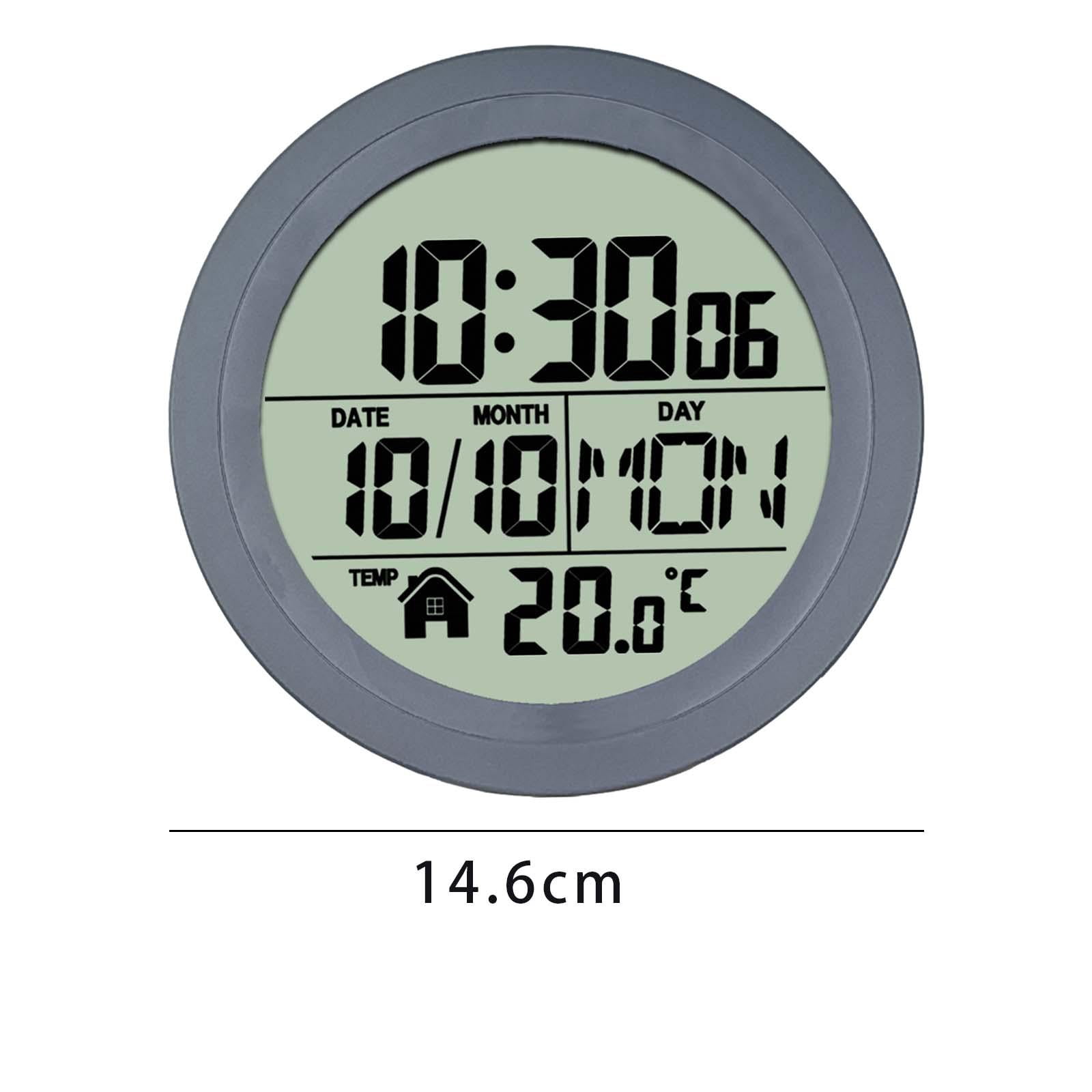 CUTICATE Shower Clock 5.7inch ,Waterproof Round Digital Shower Timer Clock Wall Clock Bathroom Clock,Screen Display Calendar Month and Date