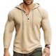 thumbnail image 1 of pstuiky camisas de manga larga para hombre, Blusa/camisa informal y de moda para hombre, de color liso y con cuello vuelto Tops casuales para hombres l, 1 of 8