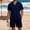 Navy, variant on Fwqbns Men's Summer Casual Loose Fit Elastic Waist Shorts and Short Sleeve Button Up Shirt Set with Pockets, Breathable Solid Color Outfit Gray