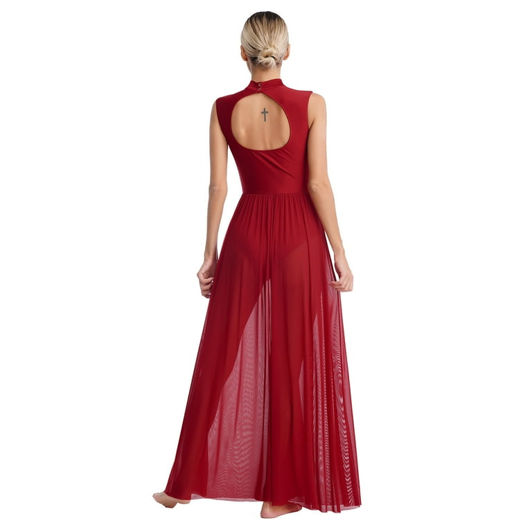 Kaerm Womens Shiny Rhinestone Lyrical Dance Dress Sleeveless Open Back Sheer Mesh Overlay Leotard Dress Burgundy XL - Walmart.com Kaerm Womens Shiny Rhinestone Lyrical Dance Dress Sleeveless Open Back Sheer Mesh Overlay Leotard Dress Burgundy XL - Walmart.com