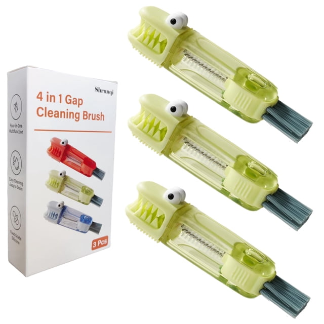 Juego de cepillos para limpiar botellas Shrunqi 4 en 1, 3 piezas, verde
