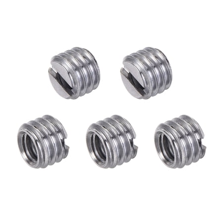 Uxcell 1/4 to 3/8 Convert Screw Adapter 0.28 Alloy Steel Nickel Plated Silver Tone 5Pack
