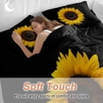 thumbnail image 3 of Yellow Sunflowers Queen Size Comforter Set, Black Background Spring Floral Simple Bedding for All Seasons, 4 Pcs Bed Set, 1Quiltcover (90"x92") ,1Sheet(94"x116"), 2Pillowcases (30"x20"), 3 of 12