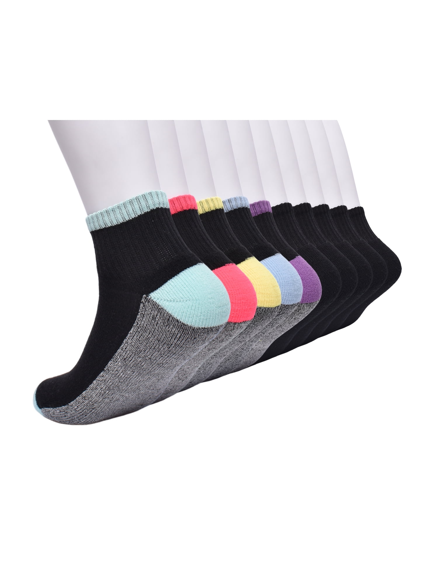 Wonder Nation Girls Cushioned Ankle Socks, 10-Pack