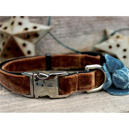 Diva Dog Boutique - Camellia Blue Velvet Dog Collar XS/S