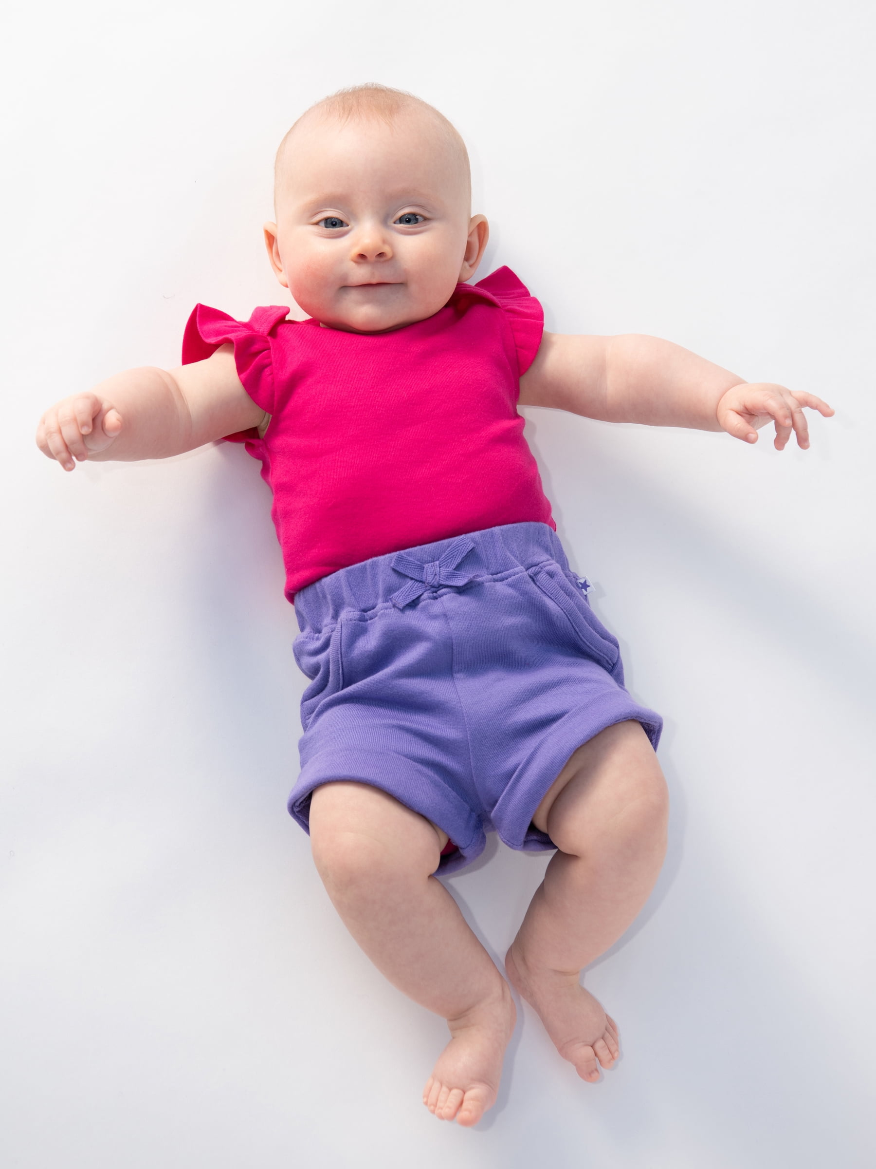 Little Star Organic Baby Girl 5 Pk Flutter Sleeve Bodysuits, Size Newborn-24 Months