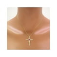 thumbnail image 2 of RYLOS Women's 14K Yellow Gold Heart Gemstone & Diamond Cross Necklace. 6MM Star Ruby July Birthstone Womens Jewelry Gold Necklace, 2 of 6
