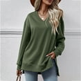thumbnail image 2 of Sweatshirt for Women Long Sleeve V Neck TopsPullover Casual Sweatshirts Solid Fall Fashion Sweaters Loose Trendy Winter Clothes Cute Tops Comfy Fall Outfits 2025, 2 of 5