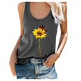 thumbnail image 3 of EGNMCR Réservoir Tops for Women Grande Taille pour Femme Été Tournesol Imprimé Col Rond Sans Manches T-shirt Réservoir, 3 of 8