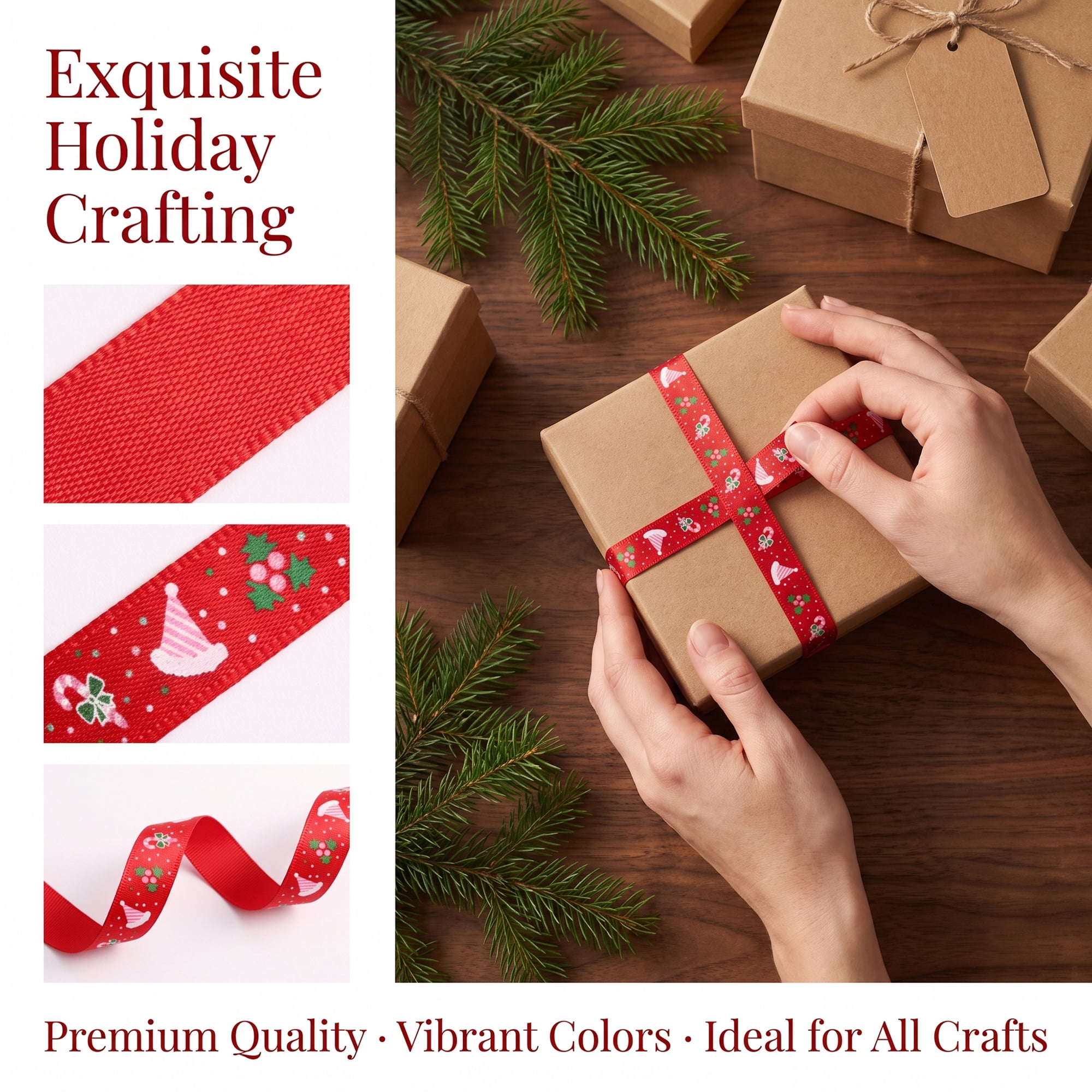 Unique Bargains Vibrant Cartoon Ribbon for Gift Wrapping Red Hat Pattern 5.5 Yard