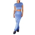 thumbnail image 4 of Canis Women’s Two Piece Summer Outfits, Crop Tops and Long Skirt Set, 4 of 9