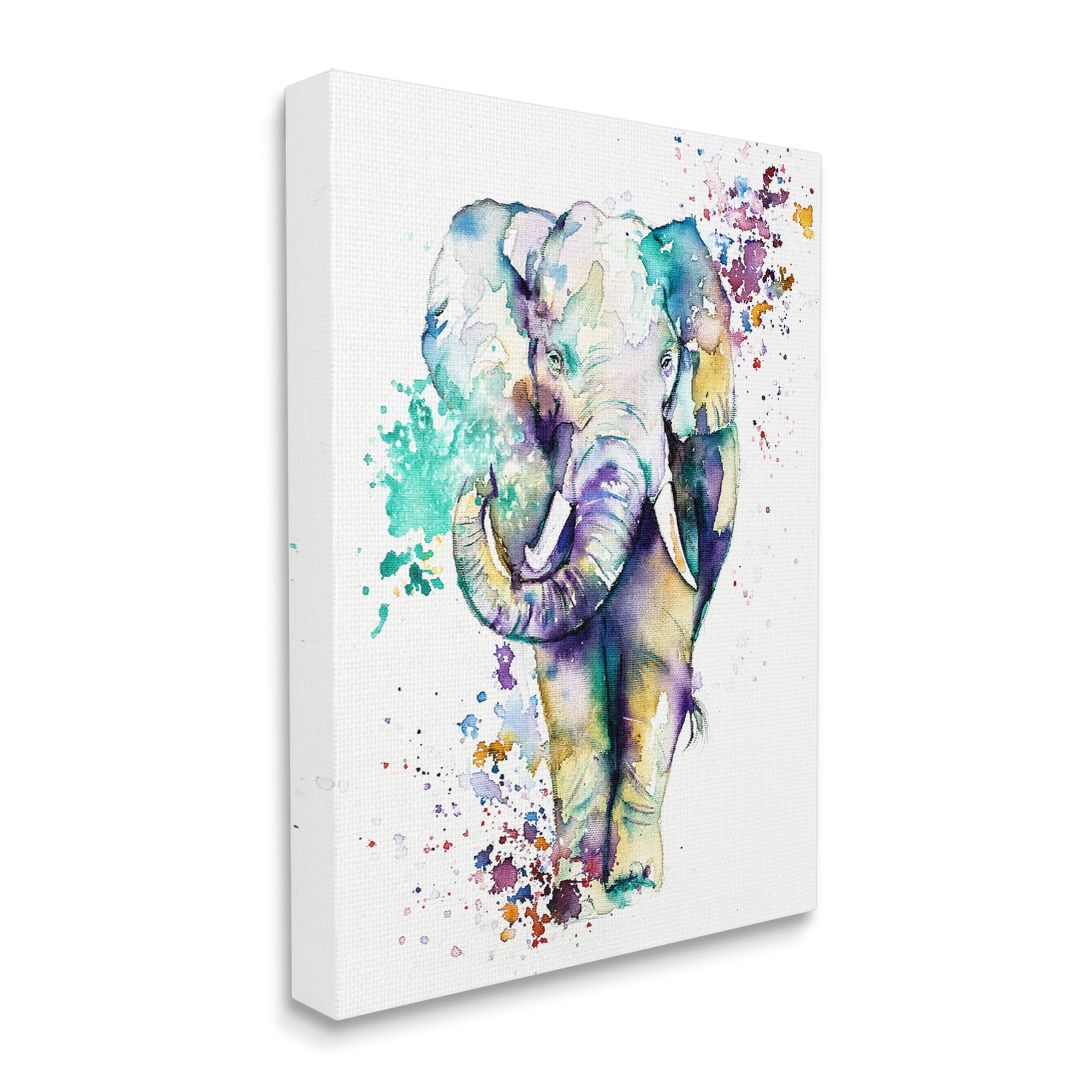 Stupell Industries Street Style Speckled Elephant Paint Splatter Animal Graphic Art Gallery Wrapped Canvas Print Wall Art, Design by Emma Catherine Debs