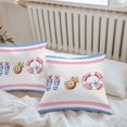 thumbnail image 4 of Swimming Ring Outdoor Pillow Covers Set of 2 Summer Slippers Coconut Starfish Stripes Waterproof Throw Pillow Case Decorative Square Cushion Cover for Patio Couch Garden Balcony, 20"x20", 4 of 9