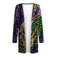 thumbnail image 5 of Cavosen Mardi Gras Women Cardigan Long Sleeve Sweater with Pocket Duster Striped Print Holiday Open Front Cardigan Lightweight Festival Sweaters Summer Vacation Outwear S, 5 of 6