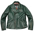 thumbnail image 2 of Envío. Chaqueta de piel de vaca gruesa verde vintage de marca gratis. Abrigo de cuero genuino suave de calidad. Tela japonesa Cool Rider, 2 of 4