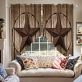 thumbnail image 2 of Swag Curtains Valances for Windows, Vintage Western Stars Short Kitchen Window Curtains Over Sink, Brown Farmhouse Wood Texture Cafe Curtains Panel Set Of 2,Rod Pocket, 36 Inches Length, 2 of 8