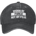 thumbnail image 2 of Worn by Force Not by Fear Slogan Cowboy Hats Unisex Adjustable Baseball Caps Black, 2 of 8