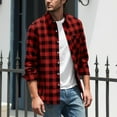 thumbnail image 3 of Men's Flannel Casual Plaid Shirts Long Sleeve Button up Lightweight Blouse Fall Comfy Work Jacket with Pockets New Light Weight Jackets Mens Casual Red 3XL, 3 of 9