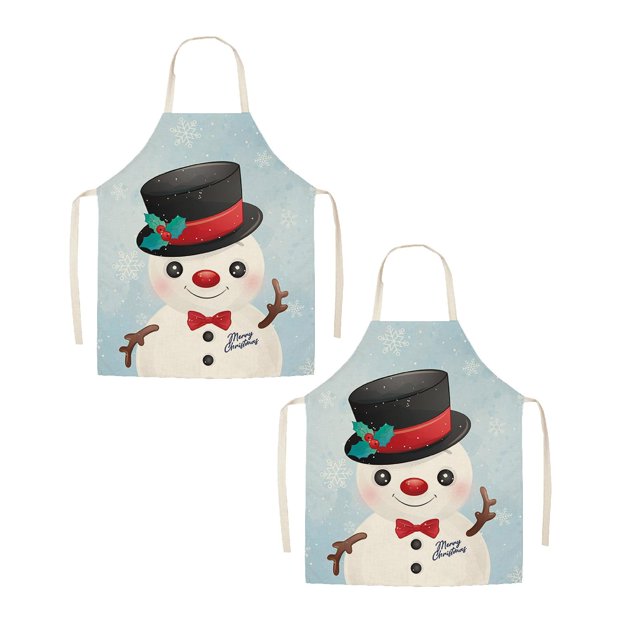 Oleegame 2PC Pretty Apron Linen Christmas Apron Sunflower Pumpkin Creative Apron Kitchen Housework Oil Repellent Antifouling Apron