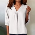 thumbnail image 6 of YigeTops Women's Pleated Cotton Linen Loose Shirt Casual Lightweight Summer Everyday Layering Tunic White XL, 6 of 6