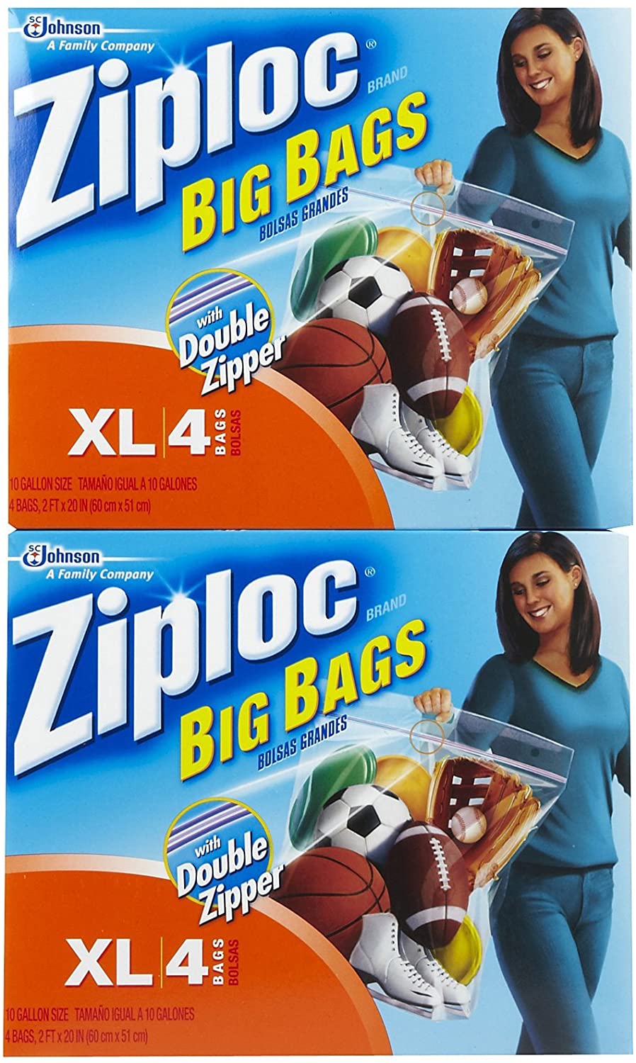 Ziploc Big Bags, XL, 4 Bags (Pack of 2)