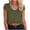 Green, variant on Women Crop Tops V Neck Cap Sleeve Loose Cropped Solid Color T Shirts Casual Summer Comfortable Basic Tees
