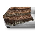 thumbnail image 3 of Vintage Soft Flannel Fleece Throw Blanket, Strikes Pattern in Brown Colors Curved Spiral Lines, Cozy Plush for Indoor and Outdoor Use, 50" x 60", Multicolor, by Ambesonne, 3 of 6