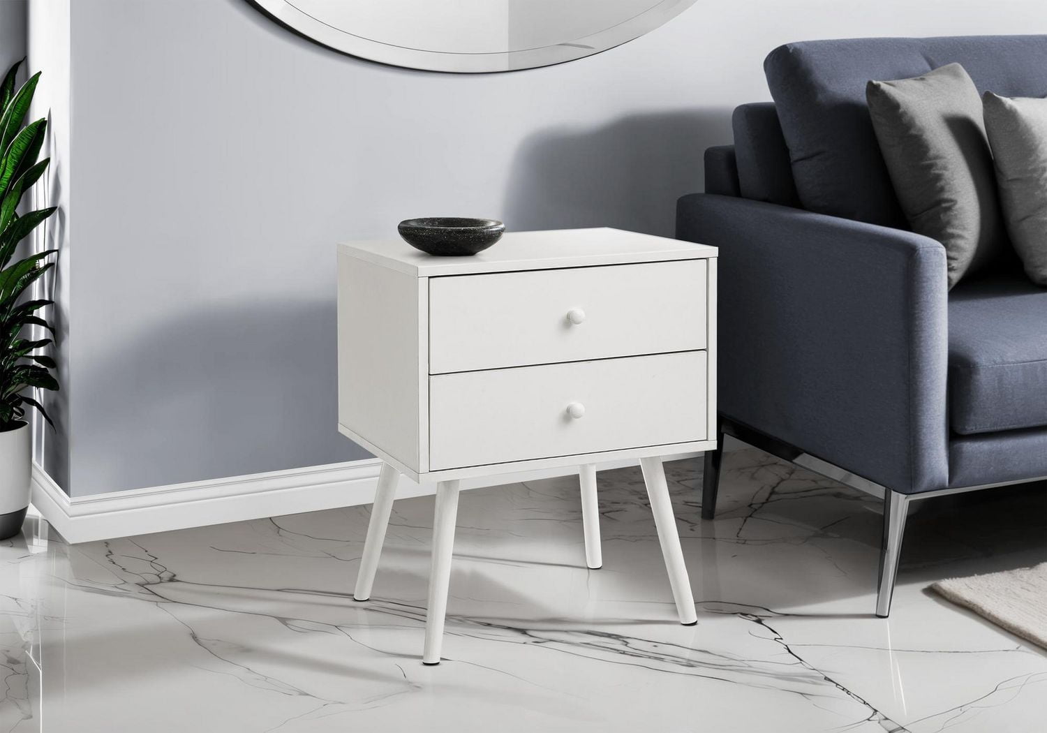 Monarch Specialties Accent Table, Bedroom, End, Living Room, Nightstand, Side Table, Storage Drawer, White Laminate, Modern, Contemporary