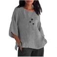 thumbnail image 1 of Hauts d'Été pour Femmes 2023 Mode Femmes Été Imprimé Trois Quarts Manches Courtes Col Rond Régulier T-Shirt Bohème Grande Taille pour Femmes, 1 of 4