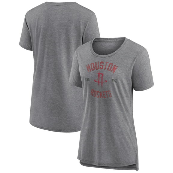 Women's Heather Gray Houston Rockets Heritage Tri-Blend T-Shirt