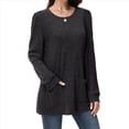 thumbnail image 2 of Camisas de Larga para Mujer, Suéteres Largos con Bolsillos, Túnicas Holgadas Negro M, 2 of 5
