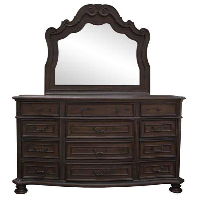 Best Master Furniture B1880 Dresser & Mirror Adele Sleigh Weathered Oak Dresser & Mirror