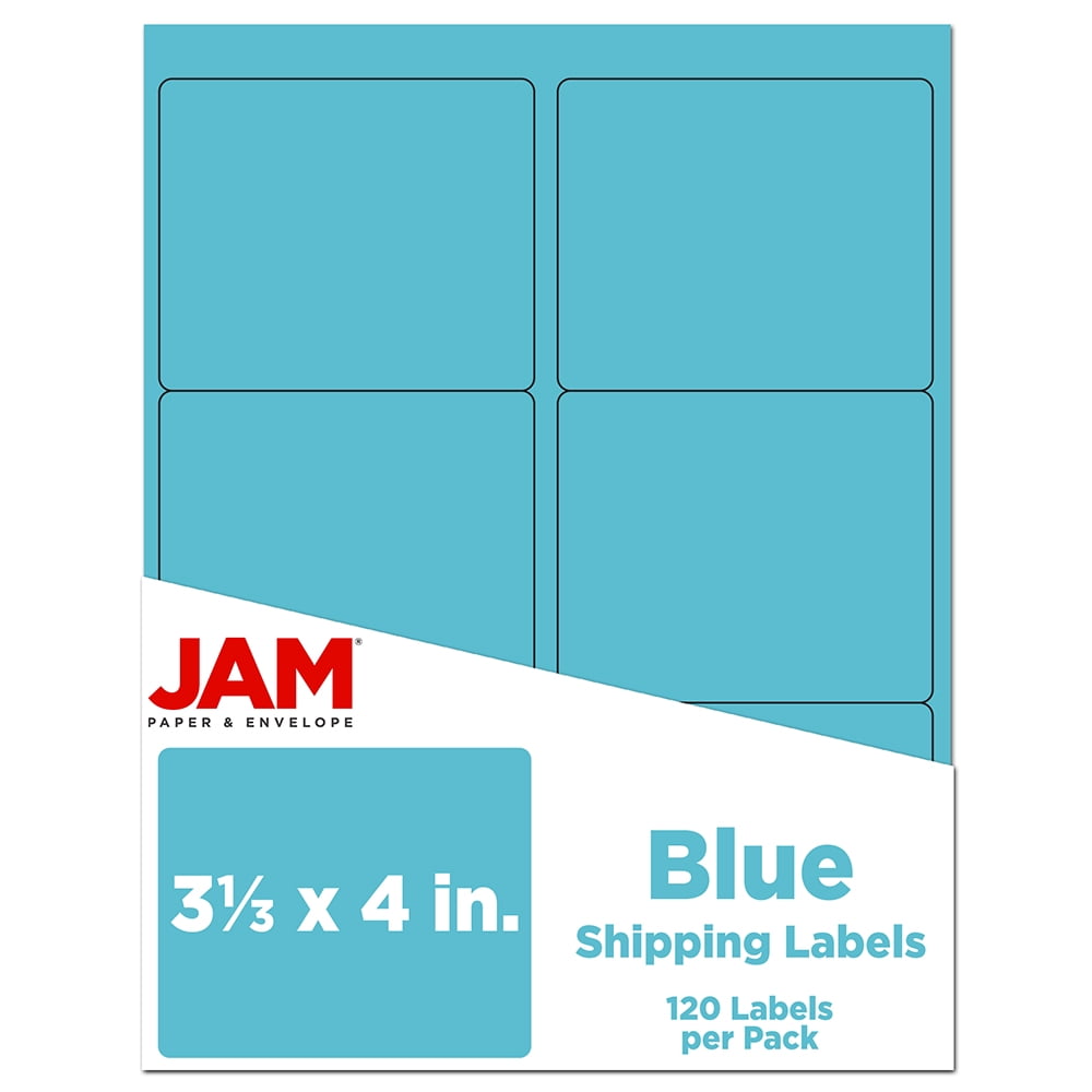 JAM PAPER Shipping Address Labels Large 3 1/3 x 4 Blue 120/Pack