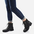 thumbnail image 4 of Women Ankle Boots Pointed Toe Square Mid Heel Zip Belt Buckle Casual Female Fashion Solid Color Shoes, 4 of 8