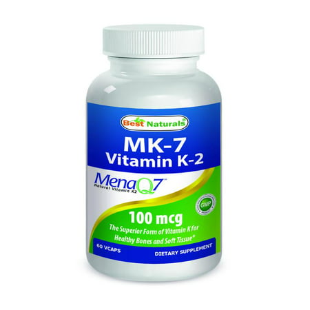 Best Naturals MK-7 Vitamin K2 100 mcg 60 Vcaps (Best Form Of Vitamin K2)
