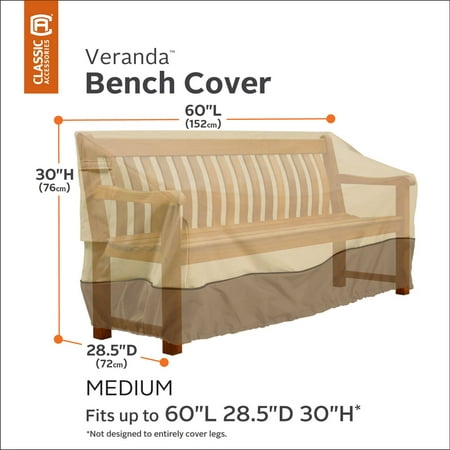 Bench Cover Outdoor Furniture Classic Accessories Veranda™ Patio Bench Cover - Water Resistant Outdoor Furniture Cover, 60