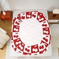 thumbnail image 6 of Castle Fairy Teens Red Cherry 4-Piece King Geometric Lattice Kawaii Fruit Bed Sheet Set, 6 of 7