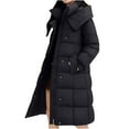 thumbnail image 3 of Nfurl Long Puffer Coats for Women Plus Size Solid Color Zip Up Parka Coats with Hood Casual Outerwear Ladies Winter Coats with Pockets Black XL, 3 of 10