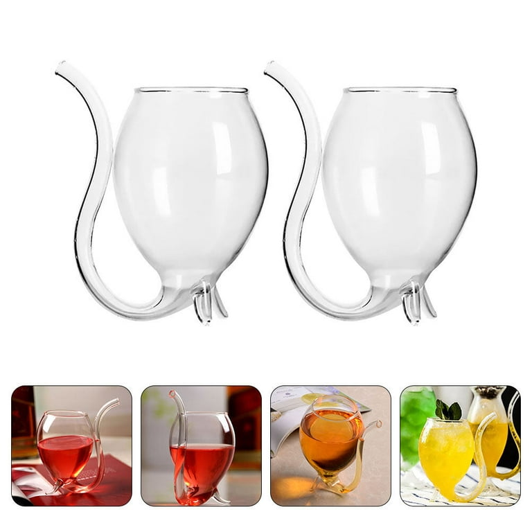 300ml red wine glass Transparent Cup Cup with built-in drinking straw straw  water Cup for