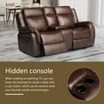 thumbnail image 6 of Hybition 3-Piece Living Room Set, PU Leather Reclining Sofa Set, Hidden Console with Cup Holders, Storage Box-Color:Brown, 6 of 7
