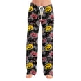 thumbnail image 4 of Zydvens Women Halloween Pajama Pants Wide Leg Lounge Wear with Pockets Soft Elastic Waist Drawstring Sleepwear Bottoms Spooky Pumpkin Ghost Sweet Print Costume Cosplay S-3XL, 4 of 7
