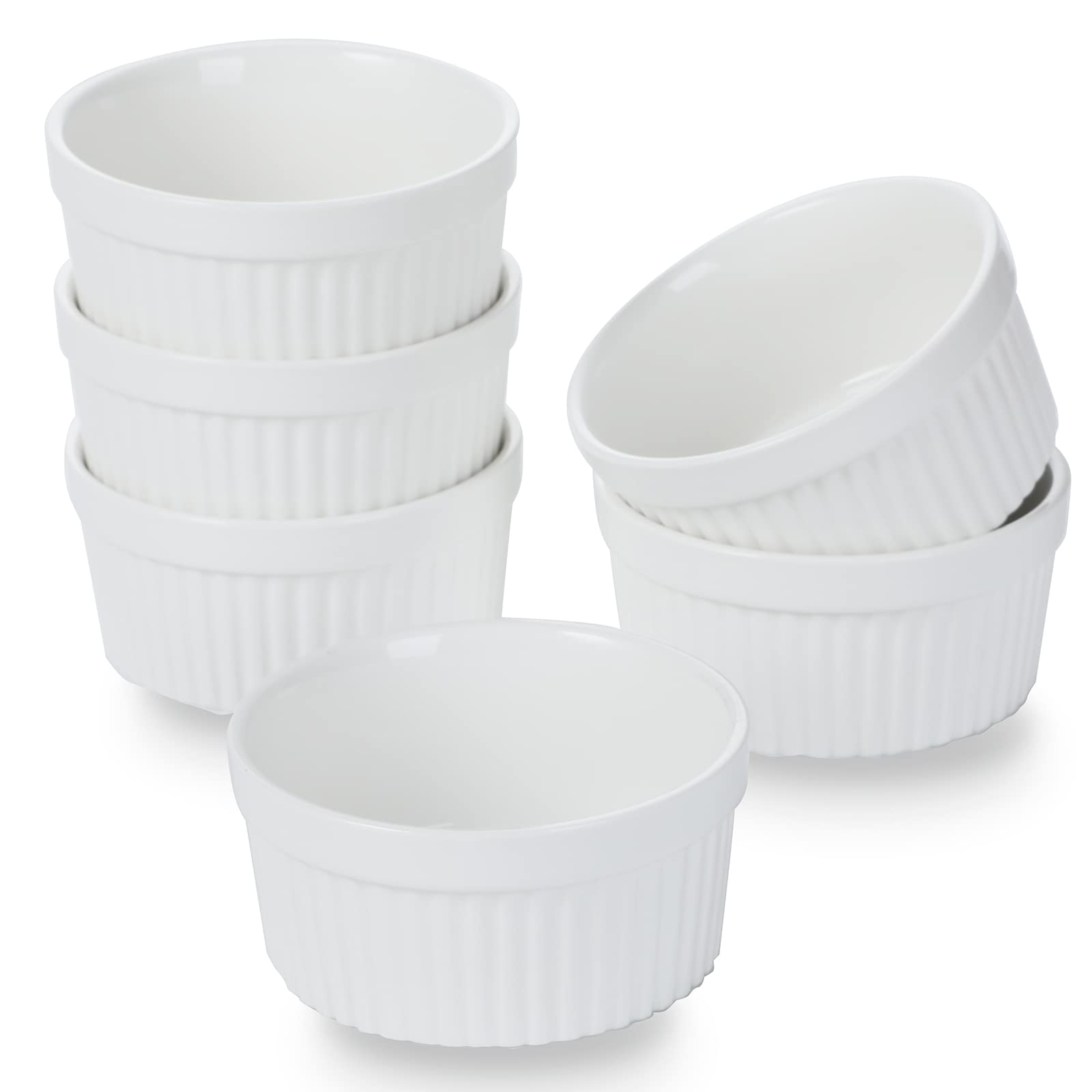 8 oz Ramekins 6 pcs Porcelain Ramekins Dishes for Souffle,Creme
