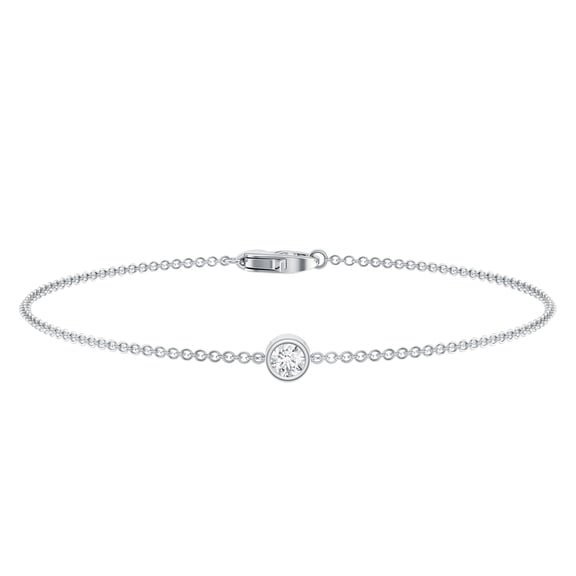Rosec Jewels Lab Diamond Chain Bracelet - Classic Round Diamond Bracelet (Ef-Vs Quality) - Gift for Valentines Day, 925 Sterling Silver, 7.0 inches