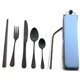 thumbnail image 1 of cubiertos de viaje para acampar, juego de cubiertos portátil de acero inoxidable, juego de cubiertos mate, cuchillo, cuchara, espejo, pajitas, palillos, para almuerzo de oficina, senderismo, 1 of 2
