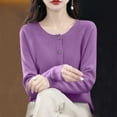 thumbnail image 4 of Women's Button Cardigan Sweaters Long Sleeve Soft Knit Tops Casual Round Neck Solid Lightweight Cozy Sweater, 4 of 5