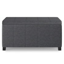 Dover 36 inch Wide Contemporary Storage Ottoman Bench in Slate Grey Linen Look Fabric