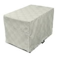 thumbnail image 1 of Neutral Color Dog Crate Cover, Natural Design Pattern with Muted Toned Stripes Rhombus Check, Easy to Use Pet Kennel Cover for Medium Large Dogs, 35" x 23" x 27", Coconut and Grey Yellow, by Ambesonne, 1 of 6